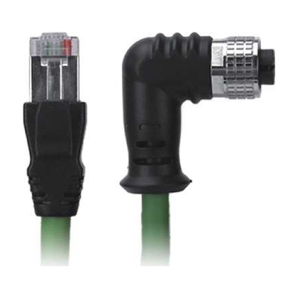 M12 Female Right Angle to RJ45 Cable, M12 8Pin A-Coded, Foil Shield, IP67/IP68