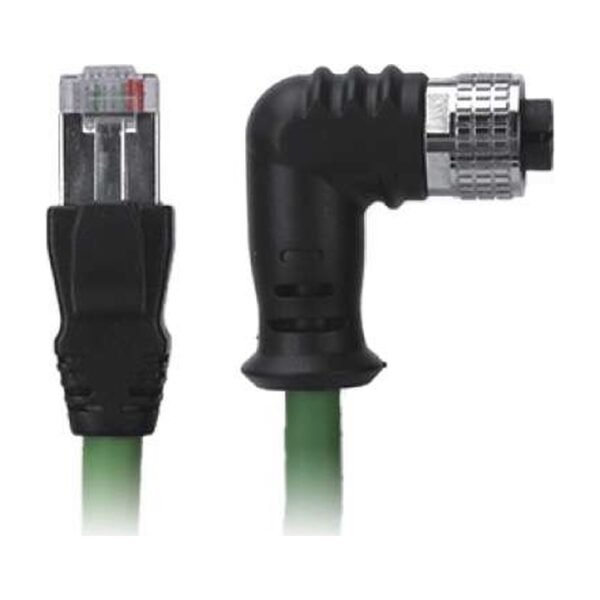 M12 Female Right Angle to RJ45 Cable, M12 8Pin A-Coded, Foil Shield, IP67/IP68
