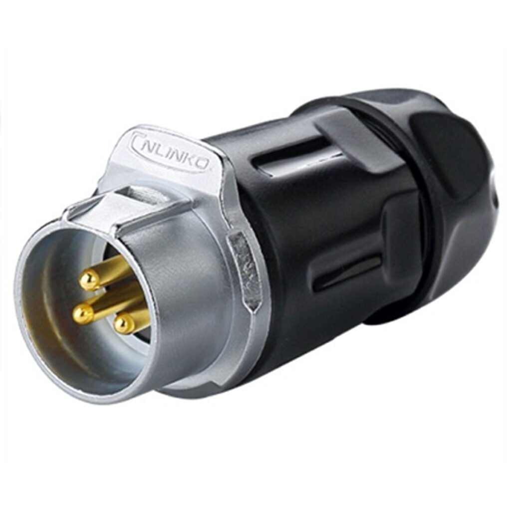 LP-20-C03PP-01-001, 3-Pin Male Push-Pull Cable Coupler Waterproof Connector