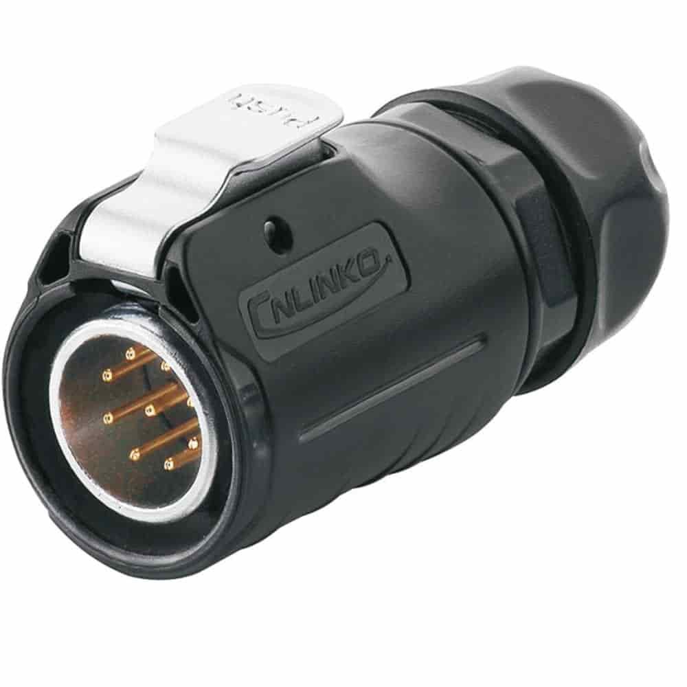 LP-20-C09PE-01-022, 9-Pin Male Cable Mount Waterproof Connector