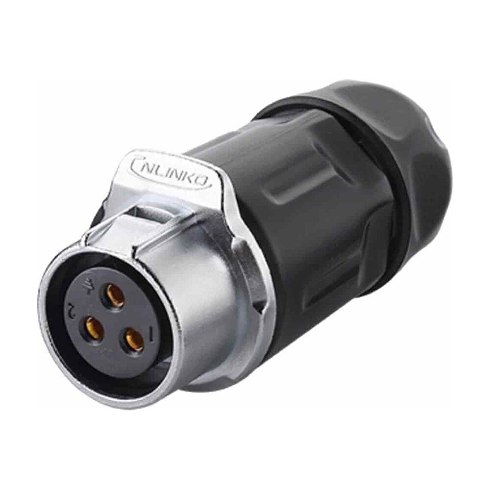 LP-20-J03PP-01-001, 3-Pin Female Push-Pull Cable Coupler Waterproof Connector