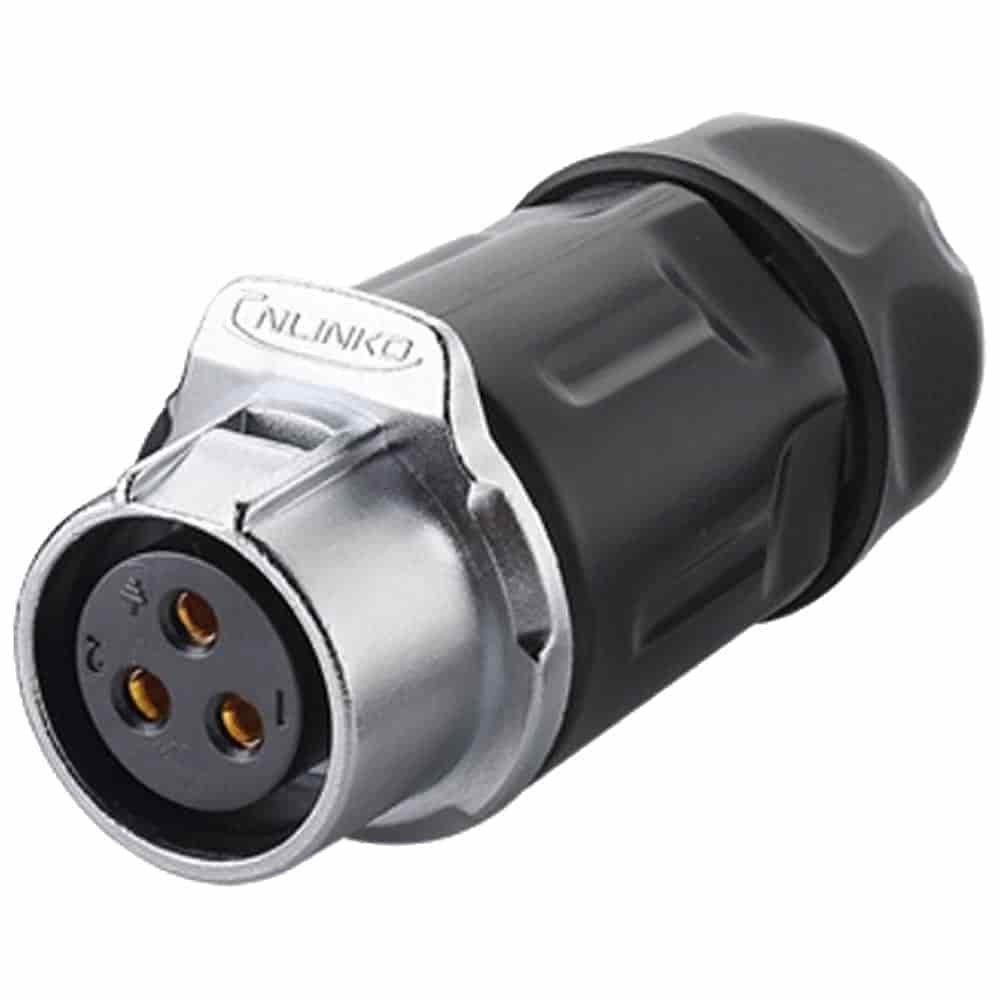 LP-20-J03PP-01-001, 3-Pin Female Push-Pull Cable Coupler Waterproof Connector