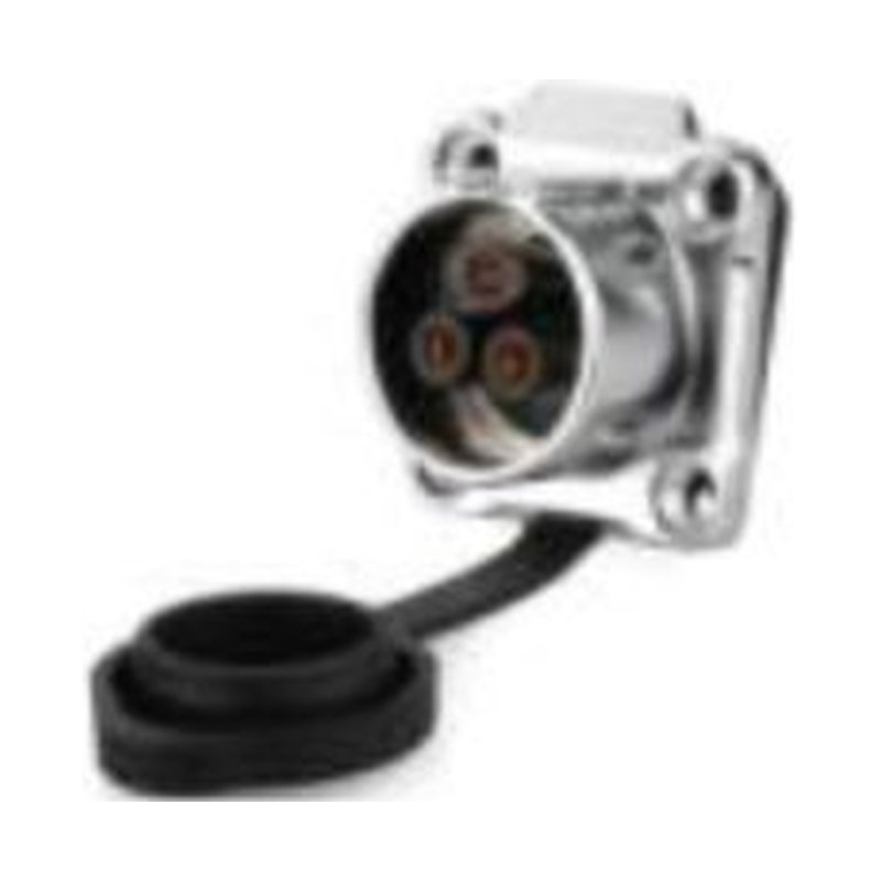 LP-20-J03SX-23-401A, 3-Pin Female Panel Mount Waterproof Connector (Isolated Pin, 5-Hole Install, Screw Wire)