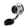 LP-20-J03SX-23-101A, 3-Pin Female Panel Mount Waterproof Connector (Isolated Pin, 1-Hole Install, Screw Wire)