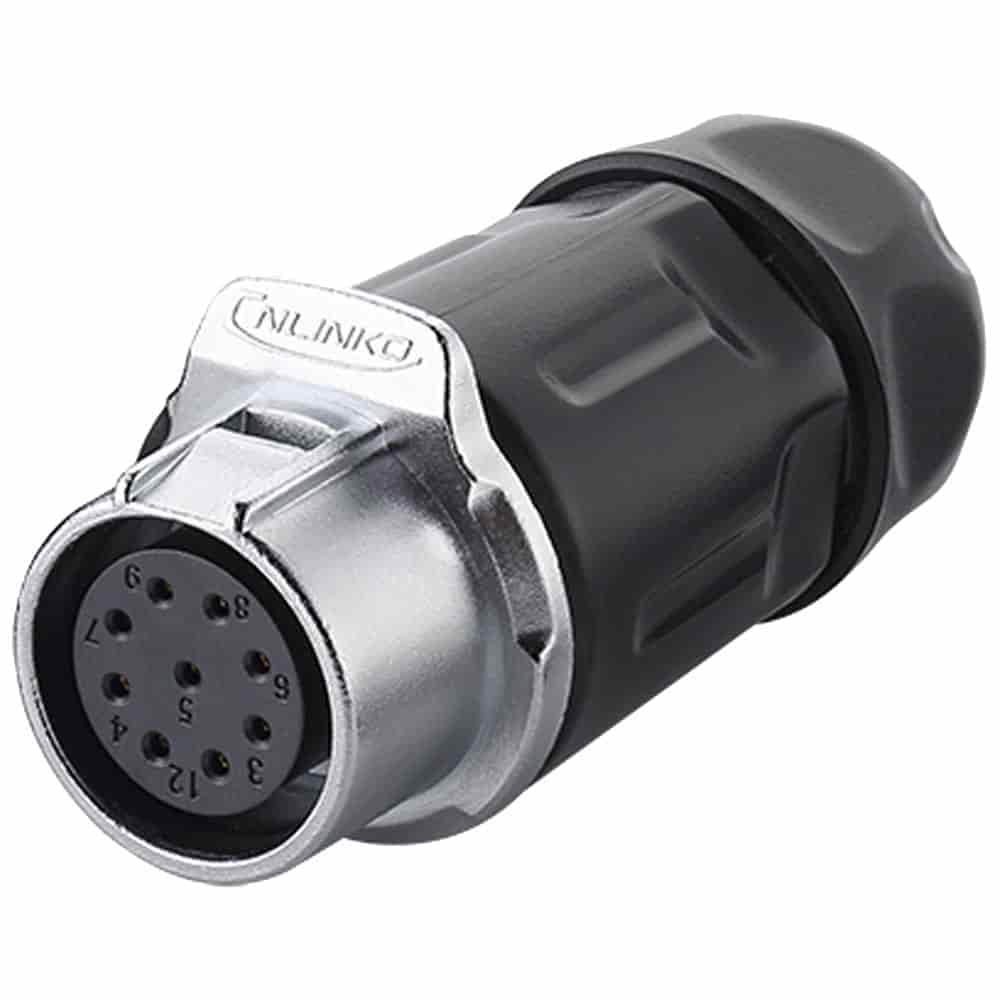 LP-20-J09PP-01-001, 9-Pin Female Push-Pull Cable Coupler Waterproof Connector