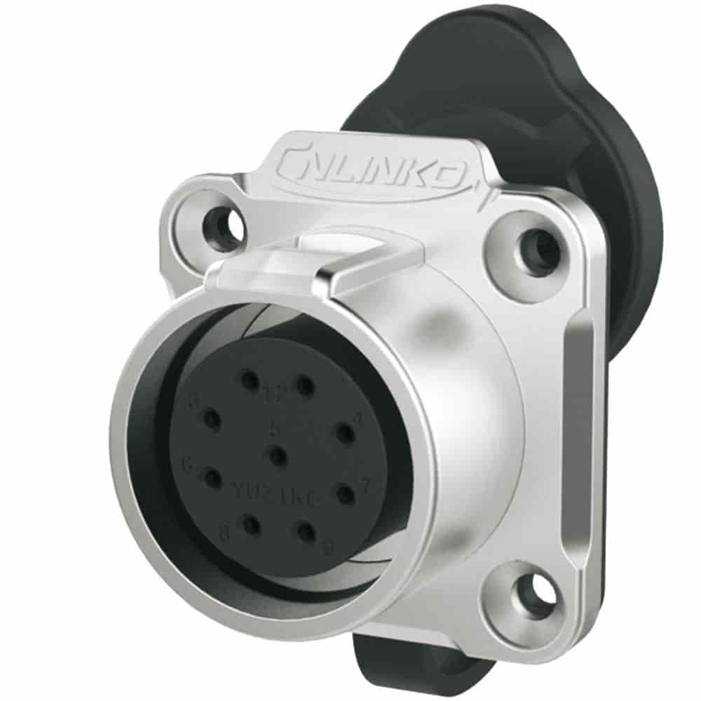 LP-20-J09SX-03-401, 9-Pin Female Panel Mount Waterproof Connector