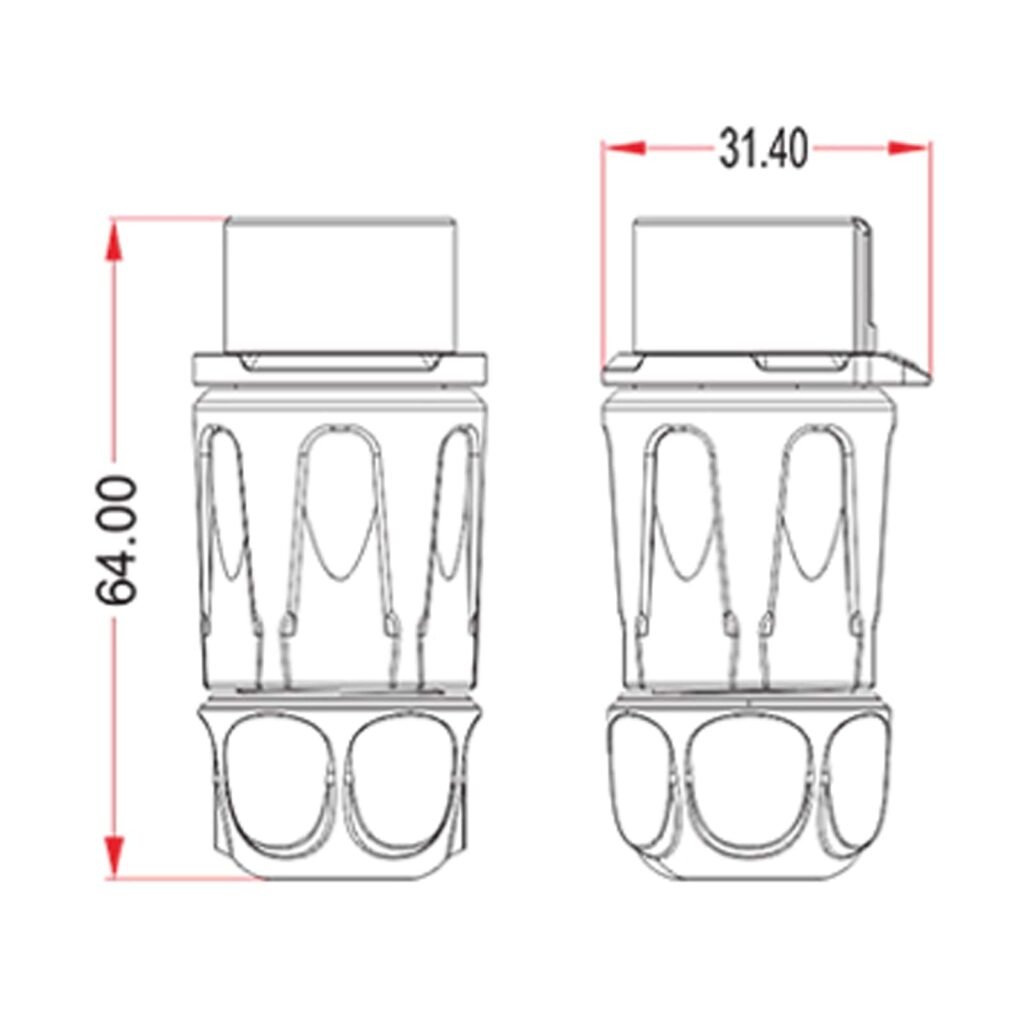 LP-20-J02PP-01-001, 2-Pin Female Push-Pull Cable Coupler Waterproof Connector
