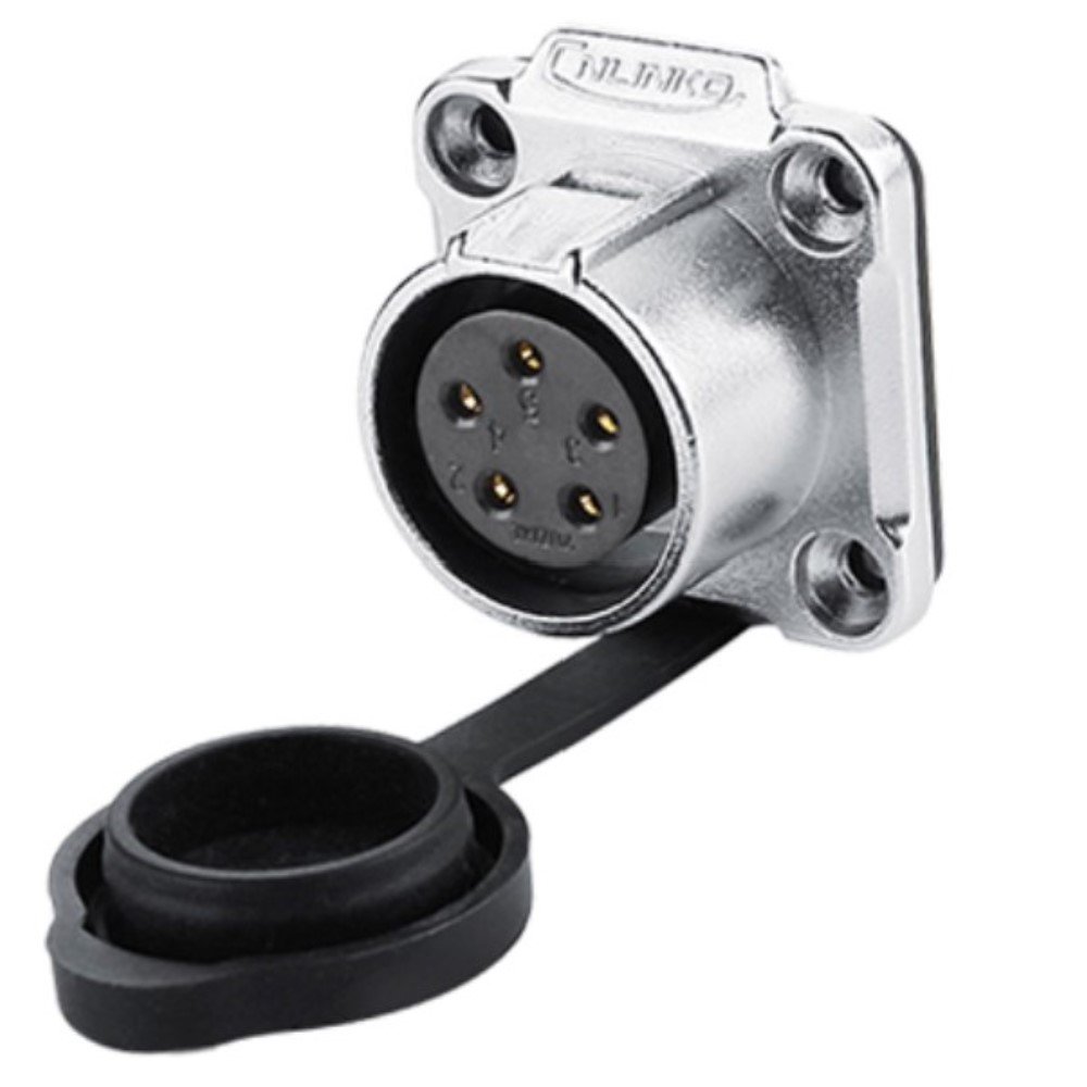 LP-20-J05SX-03-401, 5-Pin Female Panel Mount Waterproof Connector