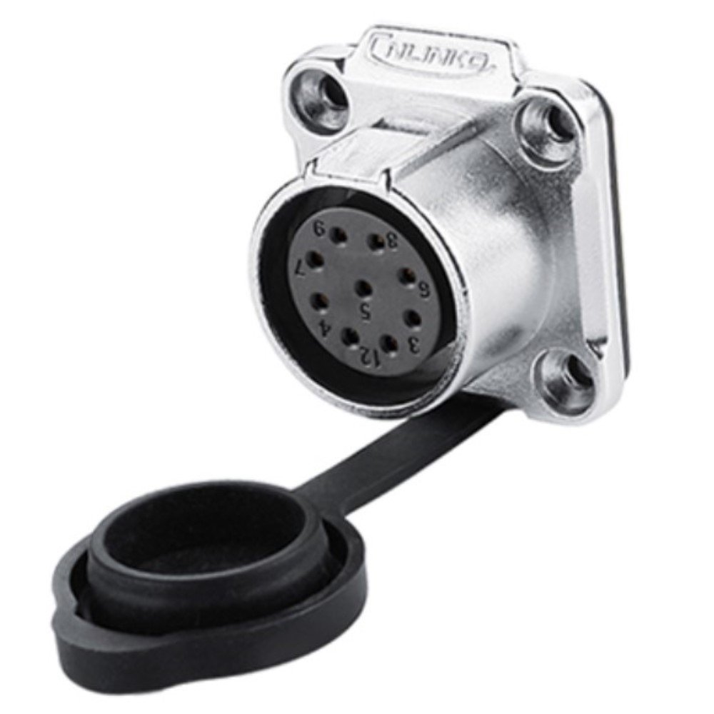 LP-20-J09SX-03-401, 9-Pin Female Panel Mount Waterproof Connector