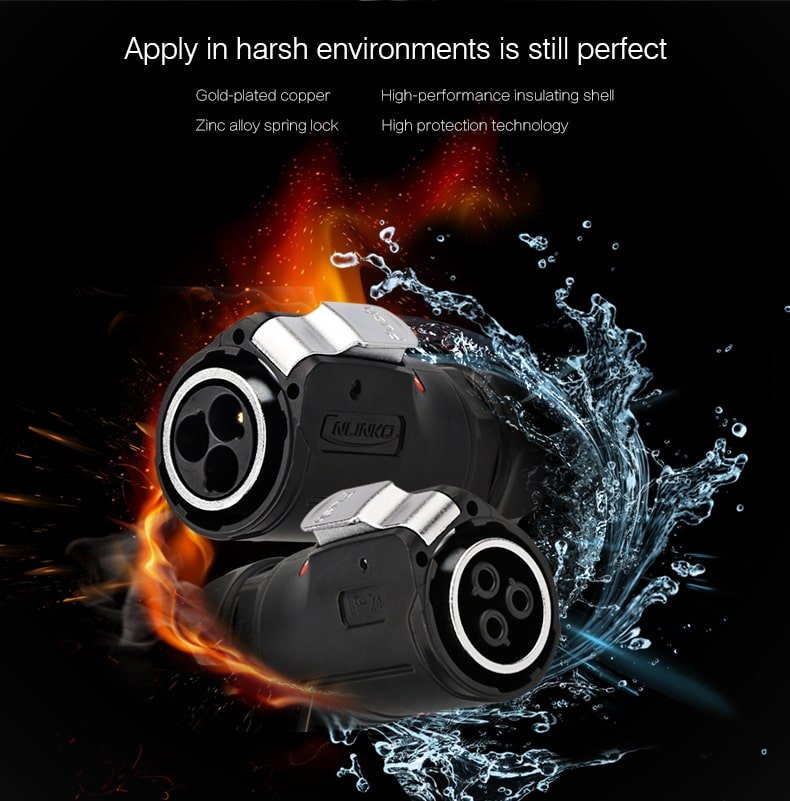 LP-24-C03PE-01-001, 3-Pin Male Cable Mount Waterproof Connector