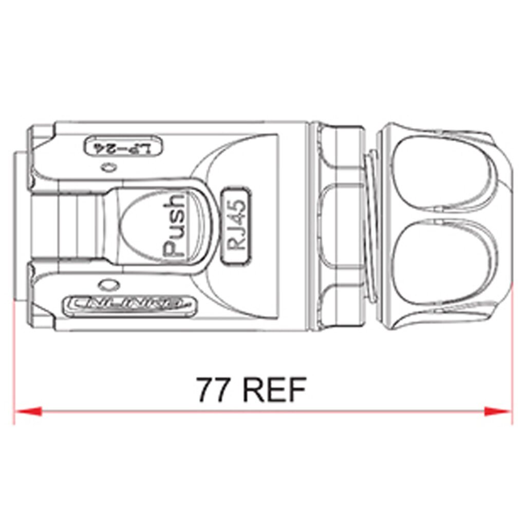 LP-24-RJ45-P01, LP-24 RJ45 Ethernet Plug (Cable Mount) Waterproof Connector