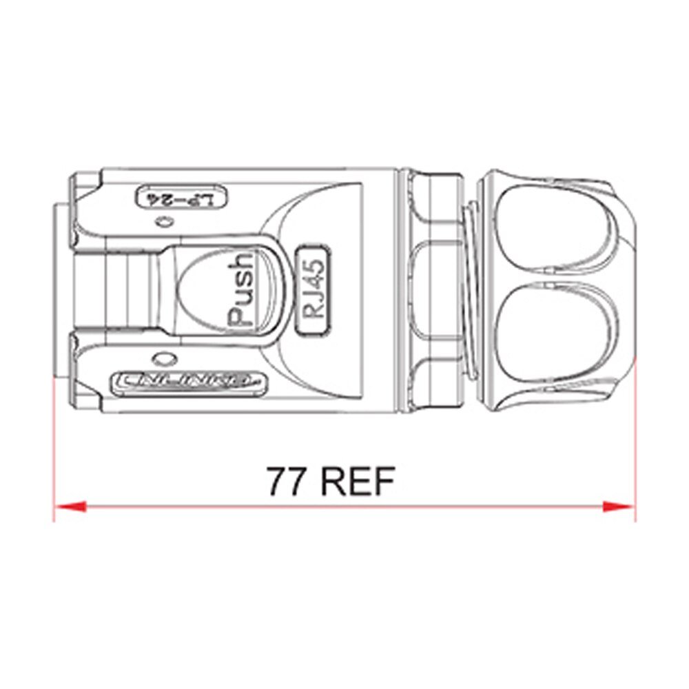 LP-24-C/RJ45/015/PE-41-001, LP-24 RJ45 Ethernet Plug (Cable Mount) Waterproof Connector