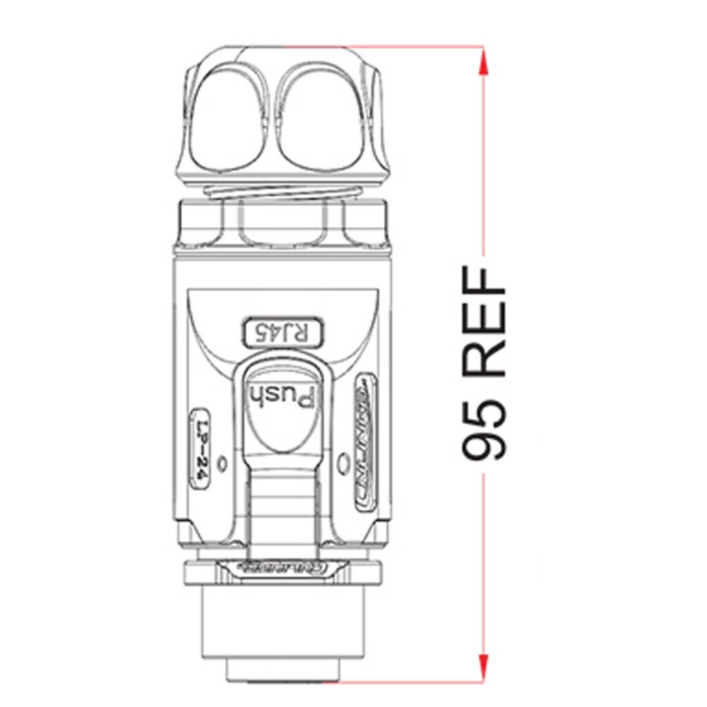 LP-24-RJ45-P01, LP-24 RJ45 Ethernet Plug (Cable Mount) Waterproof Connector