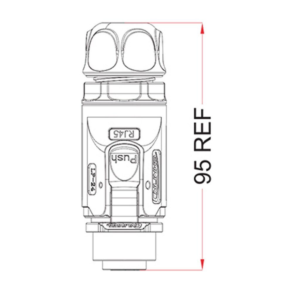 LP-24-C/RJ45/015/PE-41-001, LP-24 RJ45 Ethernet Plug (Cable Mount) Waterproof Connector
