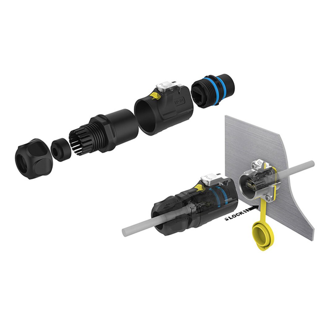 LP-24-RJ45-P01, LP-24 RJ45 Ethernet Plug (Cable Mount) Waterproof Connector