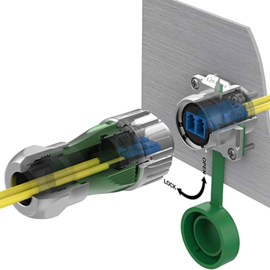 DH-24-J/LC/213/SX-43-401, DH-24 Fiber Optic (LC) Socket (Panel Mount) Waterproof Connector