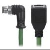 M12 Male Right Angle to RJ45 Female Cable, M12, 8 Pin X-Coded, Foil Shield, IP67/IP68, MR-YL1245024