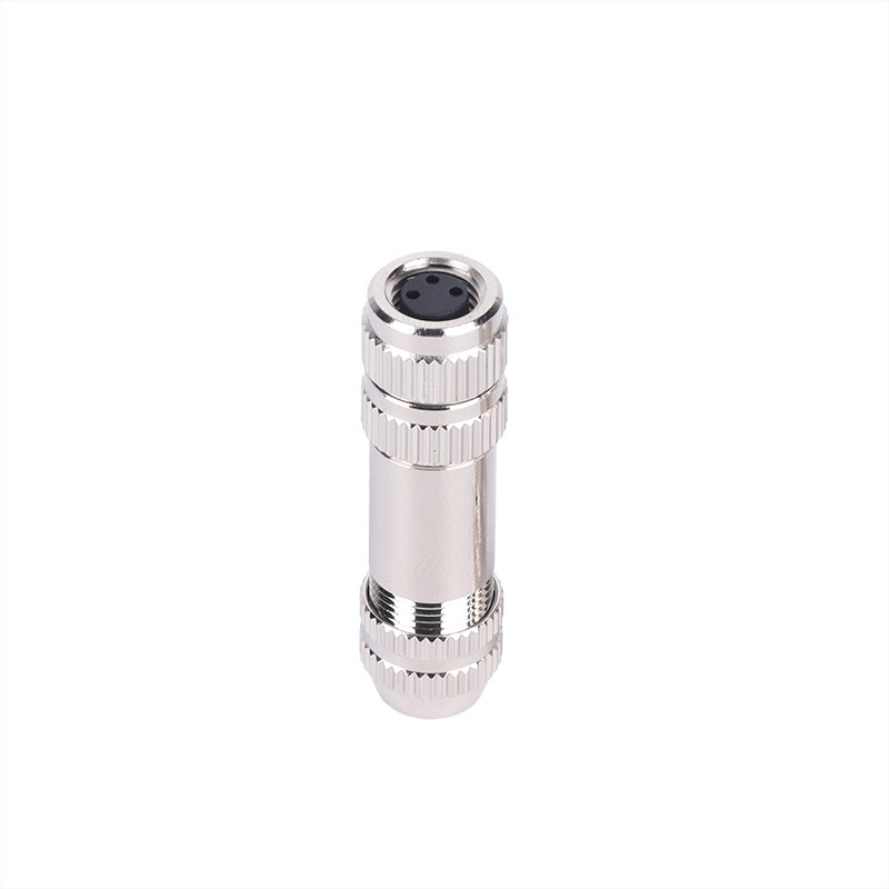 M8 4-Pin A-Coded Female Field-Wireable Connector, Screw Joint, Metal Shielded, IP67
