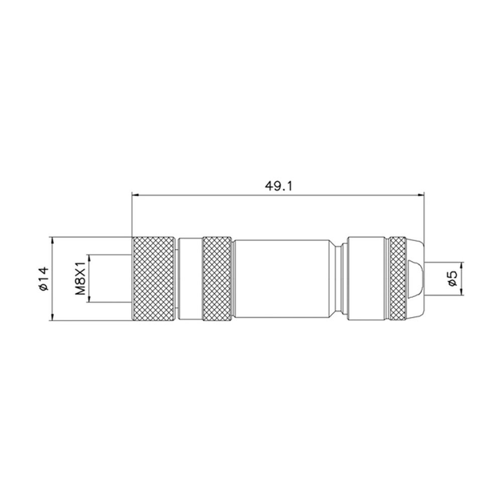 M8 4-Pin A-Coded Female Field-Wireable Connector, Screw Joint, Metal Shielded, IP67