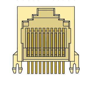 MR-961204 (10P10C) Mini Low Profile, Side Entry, Modular Jack