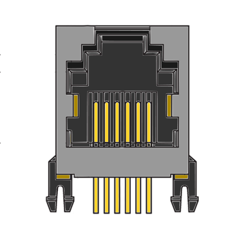 MR-961208 (6P6C) 6 position, RJ12, Mini Low Profile, With Metal Shielded Shell, Side Entry.