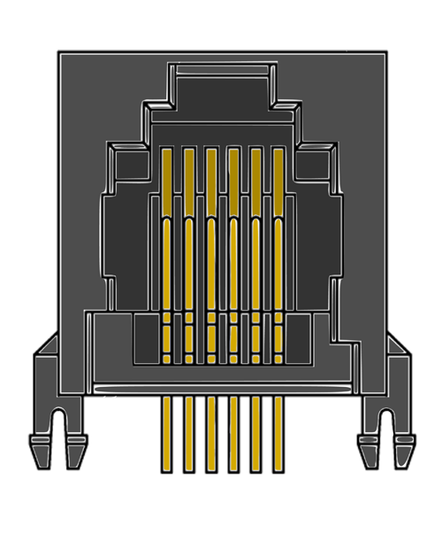 MR-961702 (8P6C) Mini Low profile, Side Entry, Modular PCB Jack
