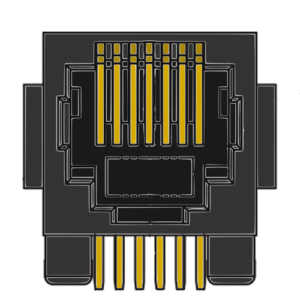 MR-961901 (6P6C) 6 Position, Flanged, DIP, Side Entry PCB Modular Jack