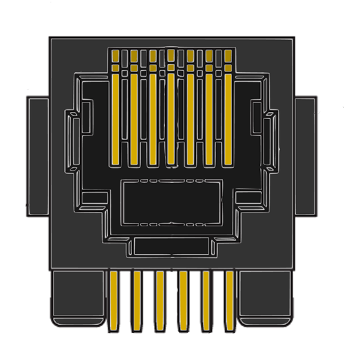 MR-961901 (6P6C) 6 Position, Flanged, DIP, Side Entry PCB Modular Jack