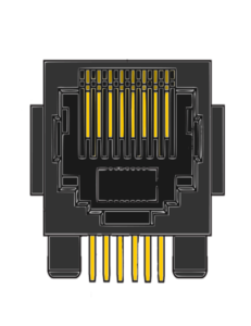 MR-961902 (8P8C) RJ45, Flanged, DIP, Side Entry PCB Modular Jack