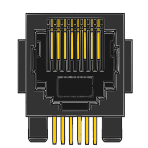 MR-961902 (8P8C) RJ45, Flanged, DIP, Side Entry PCB Modular Jack
