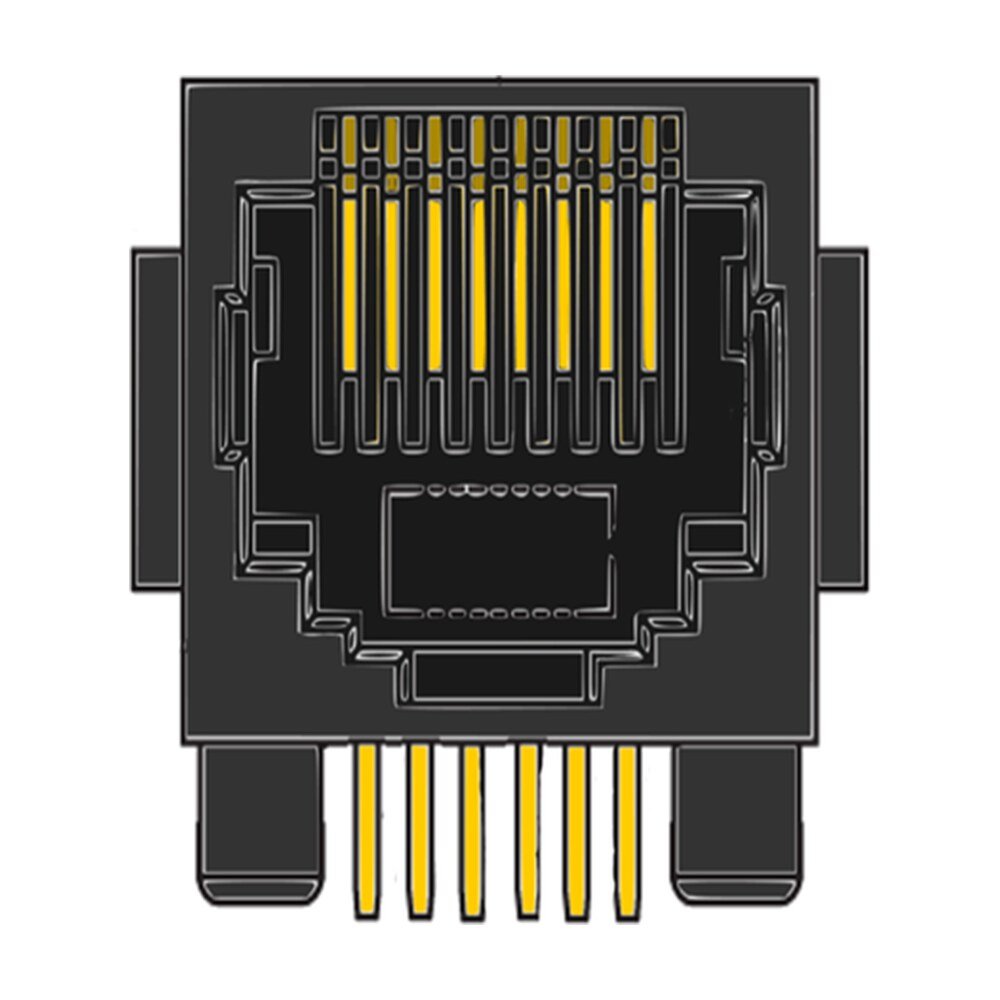 MR-961902 (8P8C) RJ45, Flanged, DIP, Side Entry PCB Modular Jack