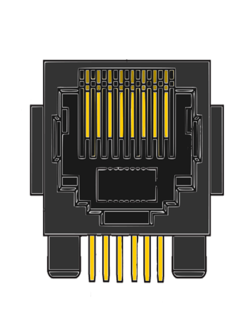 MR-961902 (8P8C) RJ45, Flanged, DIP, Side Entry PCB Modular Jack