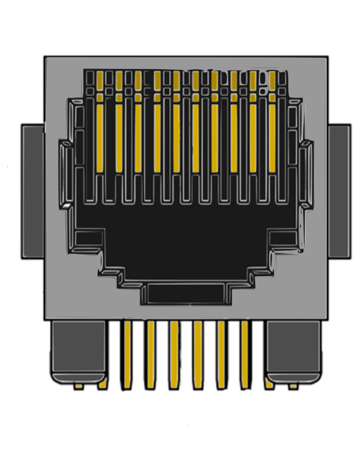 MR-961904 (10P10C) 10 Position, DIP, Low Profile, With Shielding, Side Entry Modular Jack