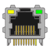 MR-962107 (8P8C) RJ45 Modular Jack, DIP, Shielded With RFI Tabs and LED's