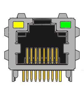MR-962107 (8P8C) RJ45 Modular Jack, DIP, Shielded With RFI Tabs and LED's