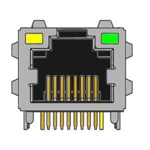 MR-962107 (8P8C) RJ45 Modular Jack, DIP, Shielded With RFI Tabs and LED's