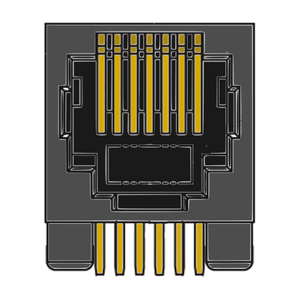 MR-963101 (6P6C) Flanged, Modular Jack, DIP, Side Entry, PCB Modular Jack