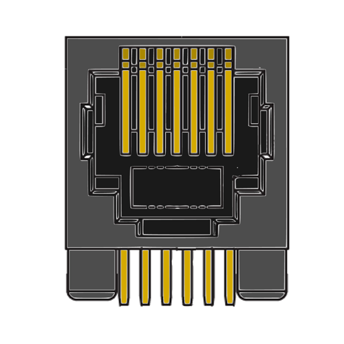 MR-963101 (6P6C) Flanged, Modular Jack, DIP, Side Entry, PCB Modular Jack