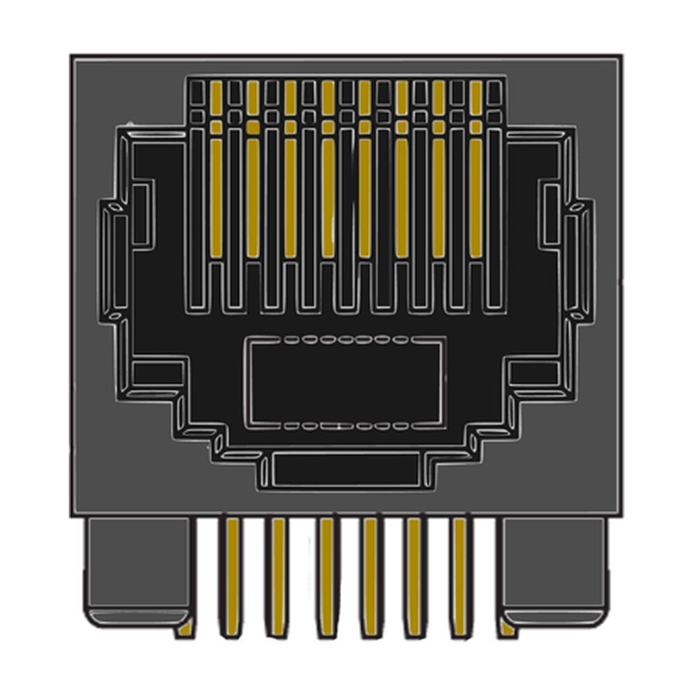 MR-963102 (8P8C) RJ45, Side Entry, Flangeless, DIP, Side Entry, PCB Modular Jack