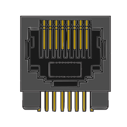 MR-963102 (8P8C) RJ45, Side Entry, Flangeless, DIP, Side Entry, PCB Modular Jack