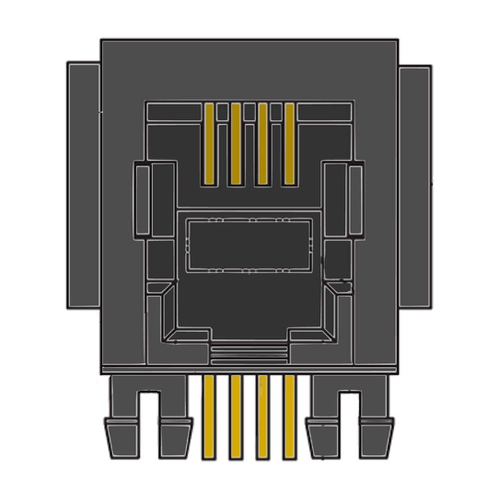 MR-963601 (4P4C) 4Position, Round Pin, DIP, W/O Shield, Optional Flange, Side Entry Modular Jack