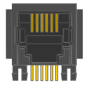 MR-963602 (6P6C) 6 Position, RJ11, Round Pin, DIP, Side Entry, Optional Flange, PCB Modular Jack