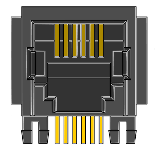MR-963602 (6P6C) 6 Position, RJ11, Round Pin, DIP, Side Entry, Optional Flange, PCB Modular Jack