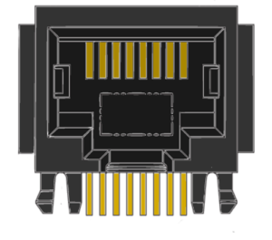 MR-963603 (8P8C) 8 Position, RJ45, Side Entry, DIP, Optional Flanges, PCB Modular Jack