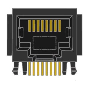 MR-963603 (8P8C) 8 Position, RJ45, Side Entry, DIP, Optional Flanges, PCB Modular Jack