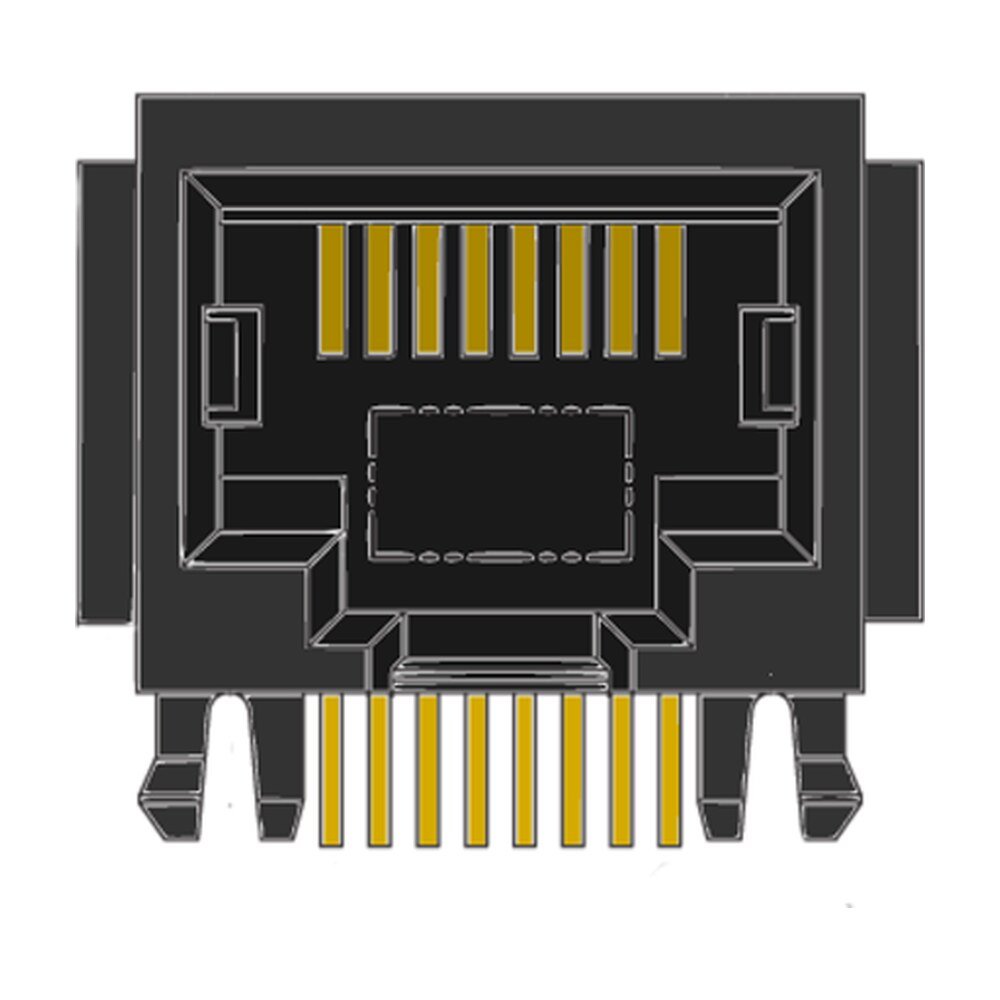 MR-963603 (8P8C) 8 Position, RJ45, Side Entry, DIP, Optional Flanges, PCB Modular Jack