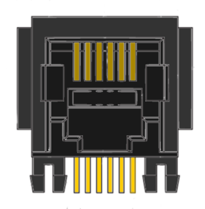 MR-963702 (6P6C) 6 Position, RJ11, Flat Pin, DIP, Side Entry, Optional Flange, PCB Modular Jack