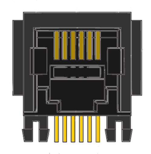 MR-963702 (6P6C) 6 Position, RJ11, Flat Pin, DIP, Side Entry, Optional Flange, PCB Modular Jack