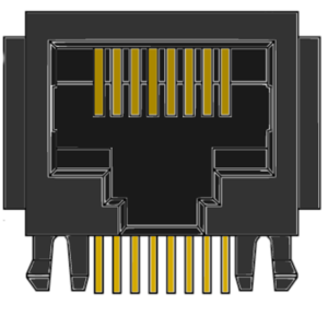 RJ45 Side Entry PC Board Mount Connector MR-963703