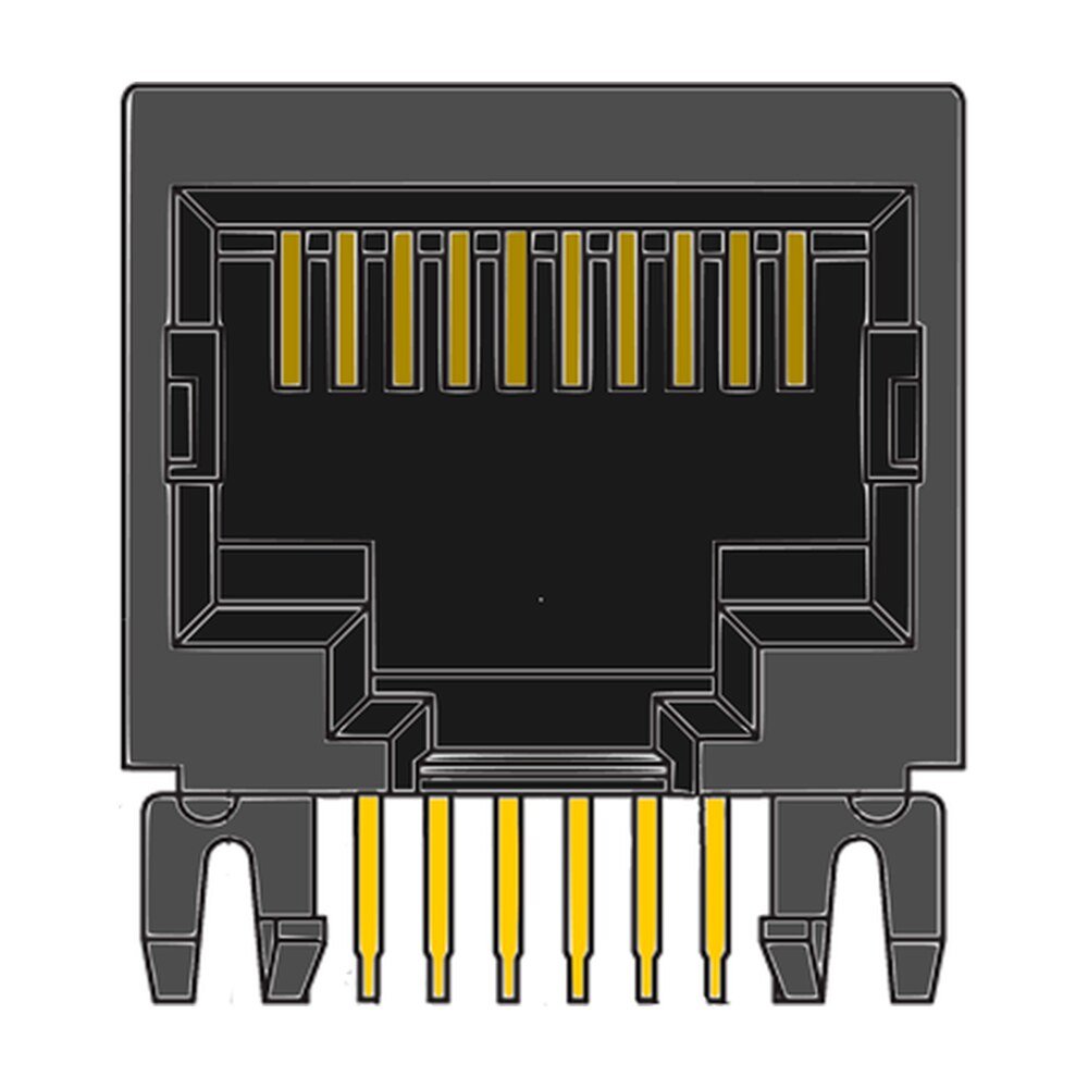 MR-963708 (10P10C) Flat Pin, DIP, Side Entry, No Shield, PCB Modular Jack